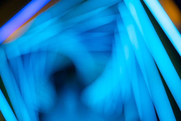 out of focus lights shaped like tunnels at horizontal composition