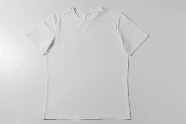 istock One blank t-shirt on white background, top view. Mockup for design 2235039434