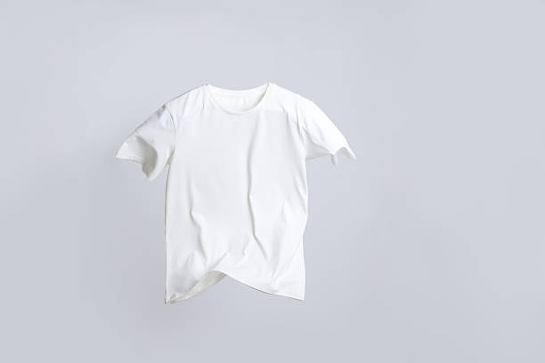 istock One stylish t-shirt in air on white background 2235039745