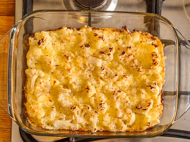 Cooking cauliflower casserole dish at glasgow scotland england