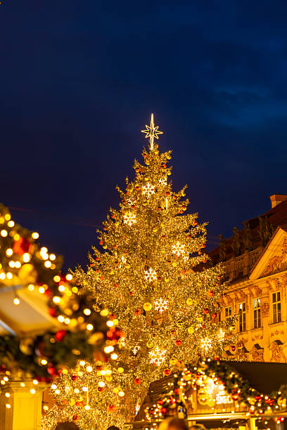 istock Christmas tree illuminating Old Town Square in Prague at twilight 2235062292