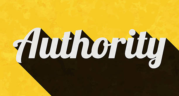 Authority. Text in a trendy vintage style. Beautiful retro illustration with an old textured yellow paper and a black long shadow (colors used: yellow, white and black). Vector Illustration (EPS file, well layered and grouped). Easy to edit, manipulate, resize or colorize. Vector and Jpeg file of different sizes.