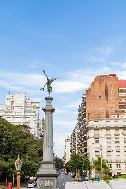 Avenida de Mayo with its characteristic architecture and the victory column in Buenos Aires