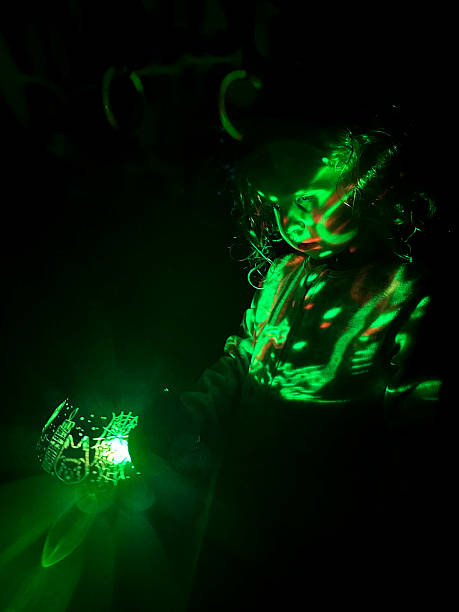 istock Toddler playing with spooky light on Halloween 2235070379