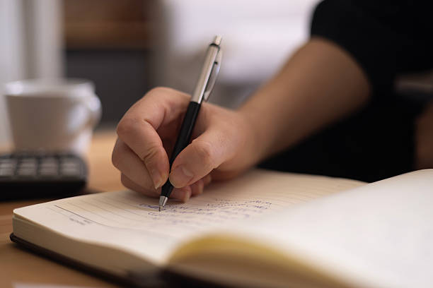 istock Close up woman hand writing on notebook 2235092423
