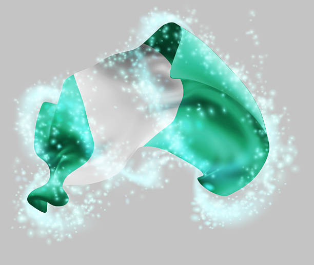 istock Nigeria, vector 3d flag in whirlwind of magical radiance 2235095721