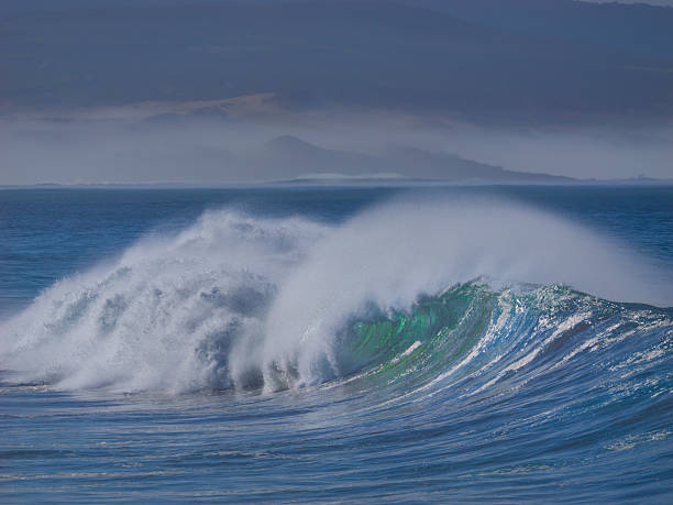 istock Mighty ocean wave peels with a thick crest of white foam and offshore spray 2235116796