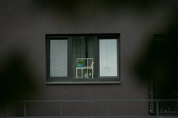A traditional architectural feature of a building is a window located on its side, complemented by a lovely balcony area