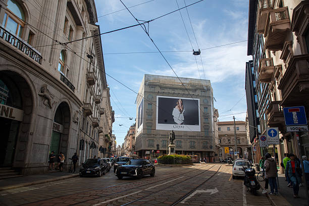 Milan, Italy - May 1, 2024: Downtown street view, Milan, Italy. Business area.