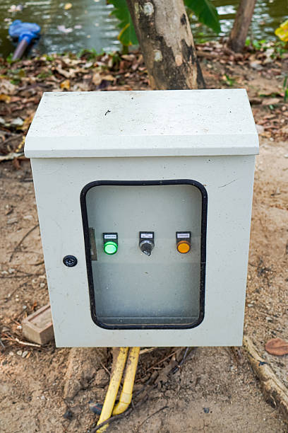 istock Outdoor Pump Control Cabinet  Full View with Cables 2235144650