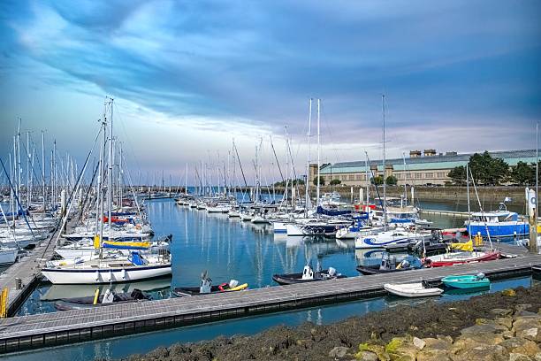 Cherbourg-en-Cotentin, beautiful city in Normandy, the harbor, ships and fisher boats