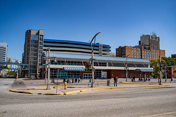 View of Windsor International Transit Centre building. Windsor, Canada - September 11, 2025
