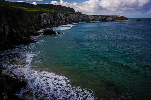 seacoast near carrick-a-rede rope bridge in northern ireland
