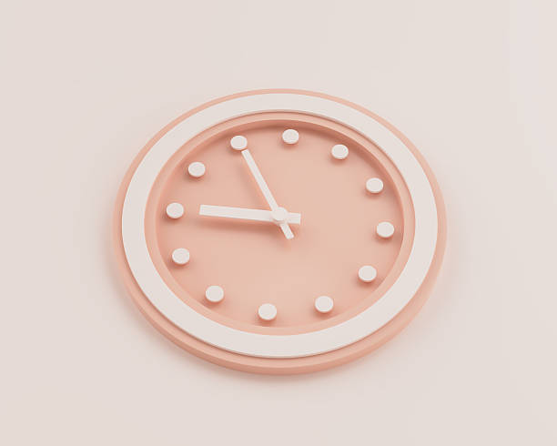 istock Minimalist Pastel Pink And White Rounded Wall Clock 8:55 Eight Fifty Five 20:55 Time 3D Illustration 2235156203