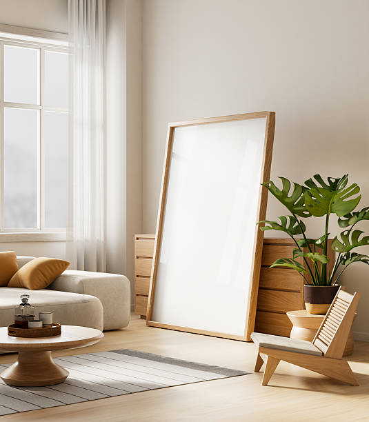 istock Modern minimalist interior living room with soft neutral design. 3D illustration 2235157137