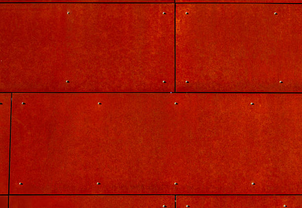 Close-up of Cor-Ten steel facade panels, showcasing the rich, rustic texture and weathered patina of the material