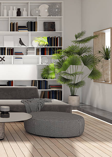 istock Large luxury modern bright interiors Living room mockup illustration 3D rendering image 2235168388