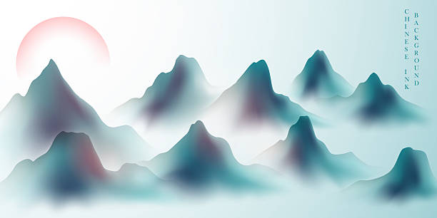 istock Modern design vector illustration of beautiful Chinese ink landscape painting. 2235172435