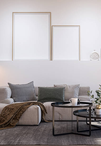 istock Large luxury modern bright interiors Living room mockup illustration 3D rendering image 2235173452