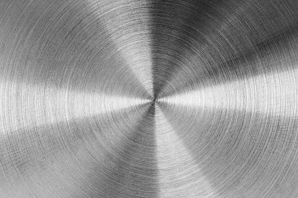 istock Circular brushed metal texture, silver metallic background. 2235185102