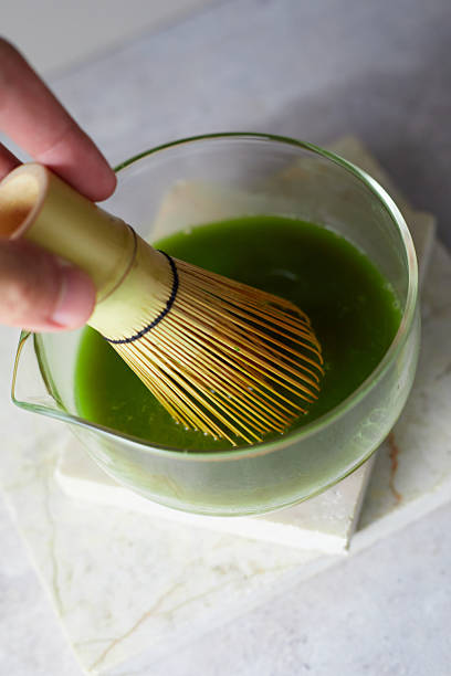 Close up pure matcha green tea
