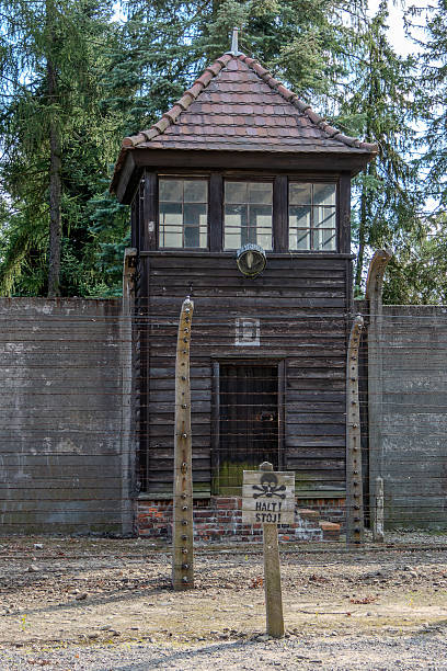 Auschwitz, Poland, August 6, 2025. Auschwitz Birkenau Concentration and Extermination Camp Watchtower