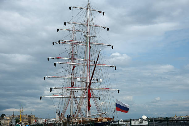 Old sailing ship at the river IJssel during the 2024 Sail Kampen event in the Hanseatic league city of Kampen in Overijssel, The Netherlands.