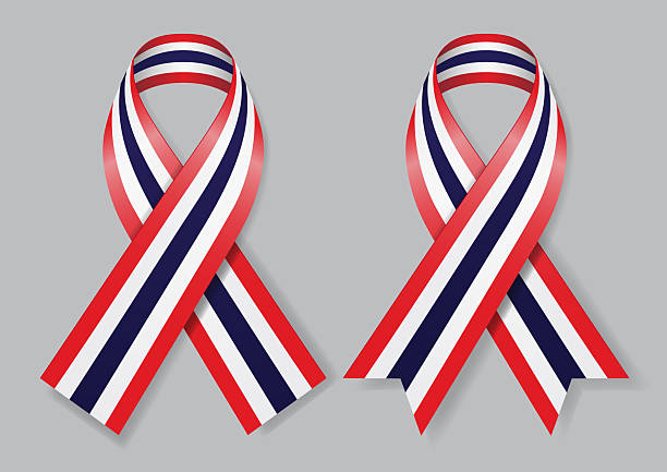 istock 3d stripe ribbon bow with Thailand national flag colors vector i 2235211139