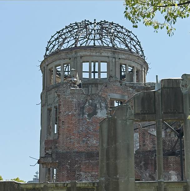 Hiroshima Japan June 5th 2025. The Atomic Dome, An iconic historical structure featuring ruins against a clear blue sky.