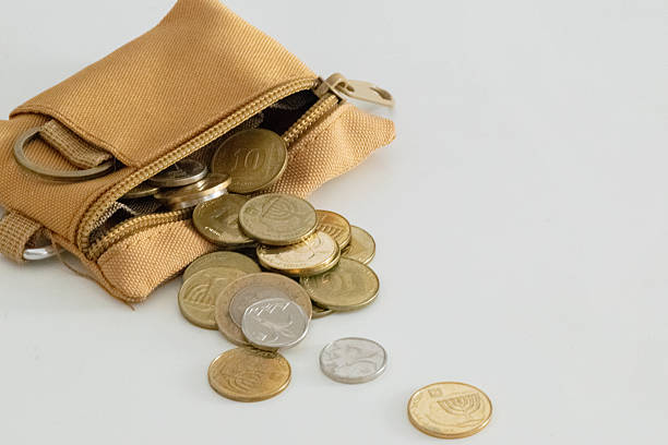 Wallet with cash banknotes and coins on white desk. Concept of budget planning, household finance, accounting, expenses, economy, financial management and tax calculations.