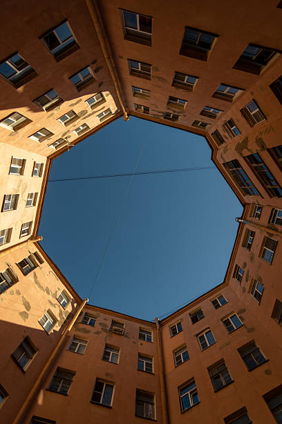 istock Unique octagonal courtyard view in Saint Petersburg, Russia, under clear sky 2235223320