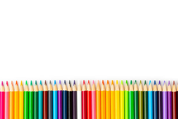 istock Colored pencils isolated on white background. Equipment for coloring. Stationery for creativity.Back to school. Flatlay. Children's Creativity and Education. Rainbow. 2235223673