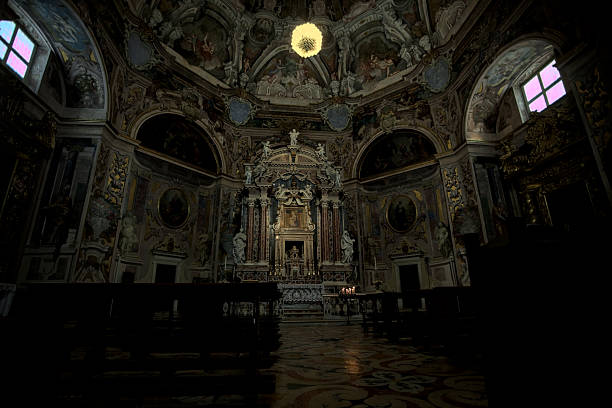 Brescia, Italy - 1ST AUGUST 2025 - Central nave in the church of Holy Mary of Mercy\nchurch, religion, holy, mercy, faith,