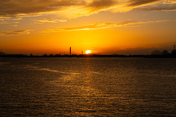 idyllic seascape with cloudscape during sunset