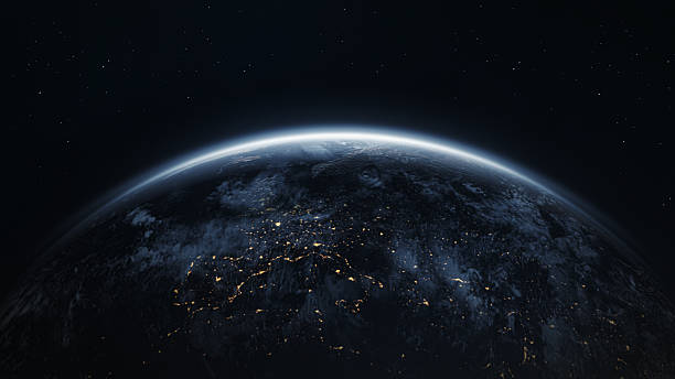 istock Earth Horizon from Space with City Lights and Stars 2235234818
