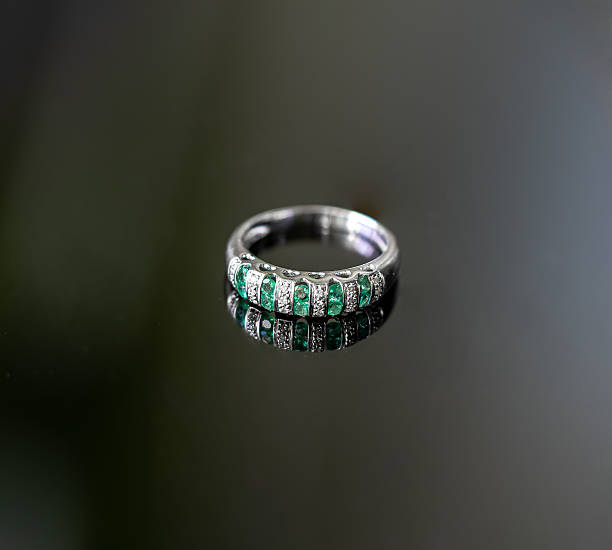 set ring and earrings with emeralds and earrings