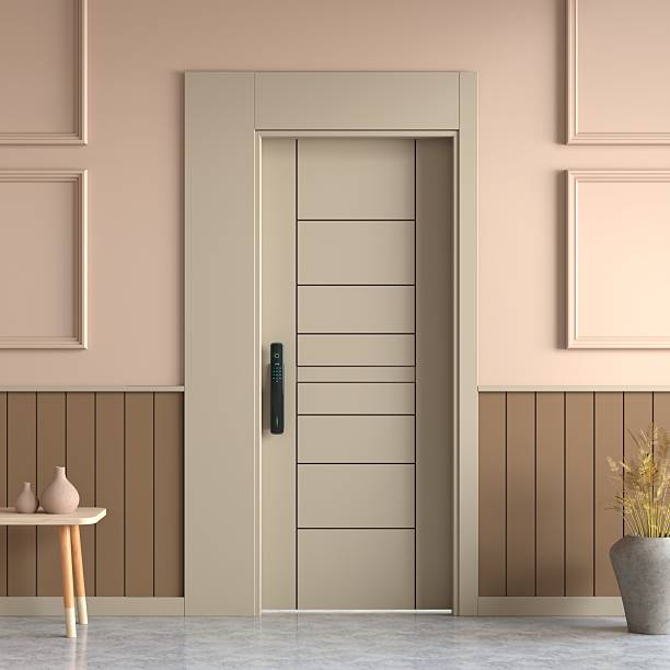 istock Wooden interior door with electronic lock 2235245251