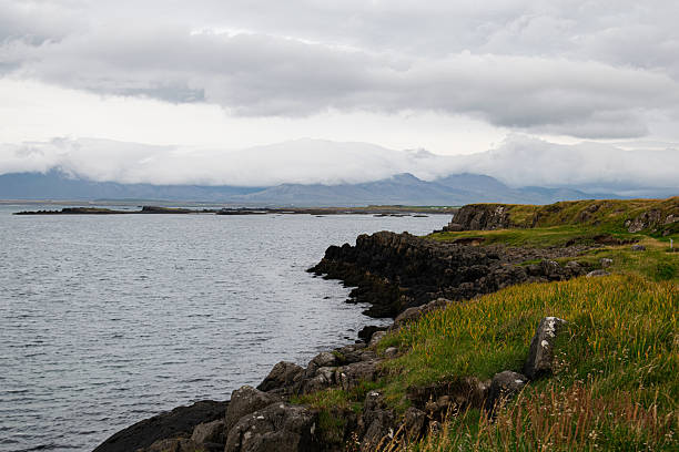 istock Scenic Icelandic coast with rocky cliffs and cloudy sky scenery 2235250375
