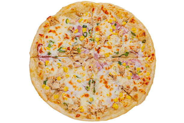 istock Pizza with chicken, bacon and corn isolated on white background. 2235261866