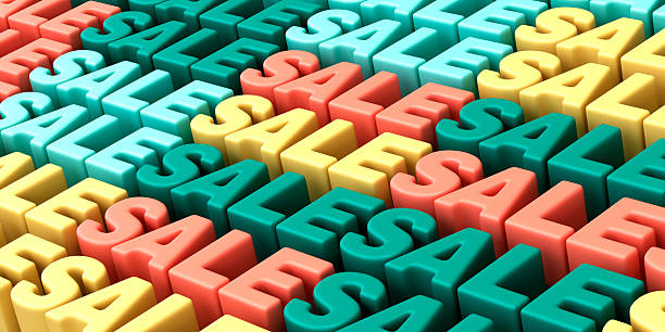 istock Colorful 3D sale text background with repeating bold letters in vibrant colors. 2235276128