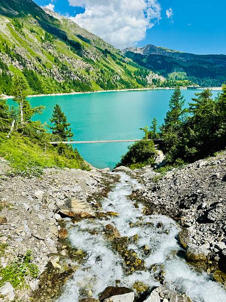 istock suspended bridge by the dam 2235283290