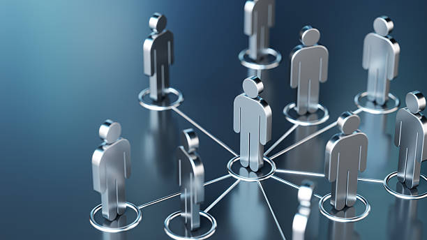 Connected Network of Figures Representing Social and Professional Relationships