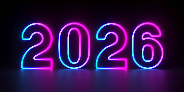 istock 2026 new year on dark background. 3D illustration 2235299979