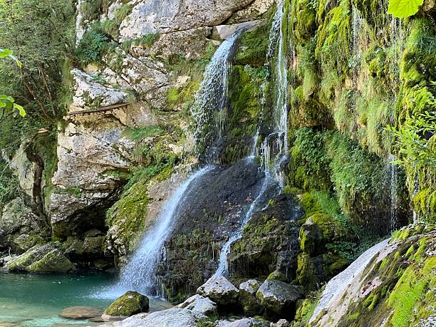 istock The Virje waterfall on the Glijun stream (Bovec, Slovenia) - Der Virje Wasserfall am Glijun Bach oder Virjefall (Bovec, Slowenien) - Slap Virje or Vodopad Virje (Bovec, Slovenija) 2235304974