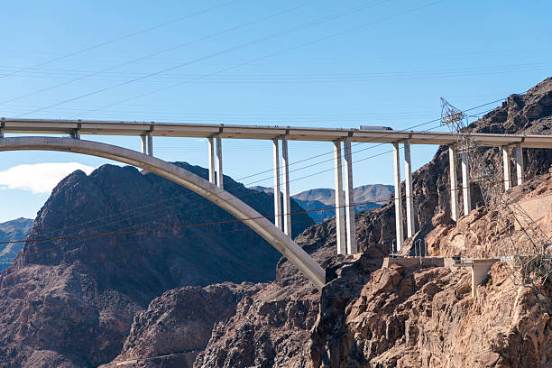 The Mike O’Callaghan–Pat Tillman Memorial Bridge, also known as the Hoover Dam Bypass, crossing the Colorado River near Hoover Dam.