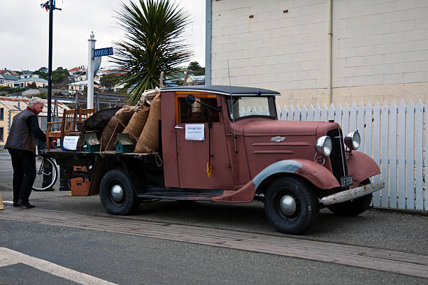 Oamaru, New Zealand - November 08, 2013: CHEVROLET PICK UP from 1936 is made ready for the market.