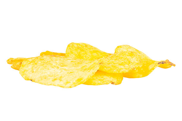 Pile of Salty Snack Chips on Clean White Background