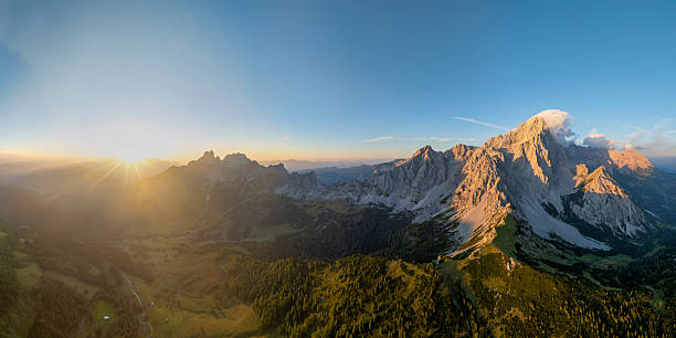 istock Aerial view in the Dachstein mountains  at sunset 2235318732