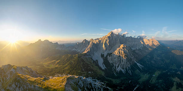 istock Aerial view in the Dachstein mountains  at sunset 2235318799