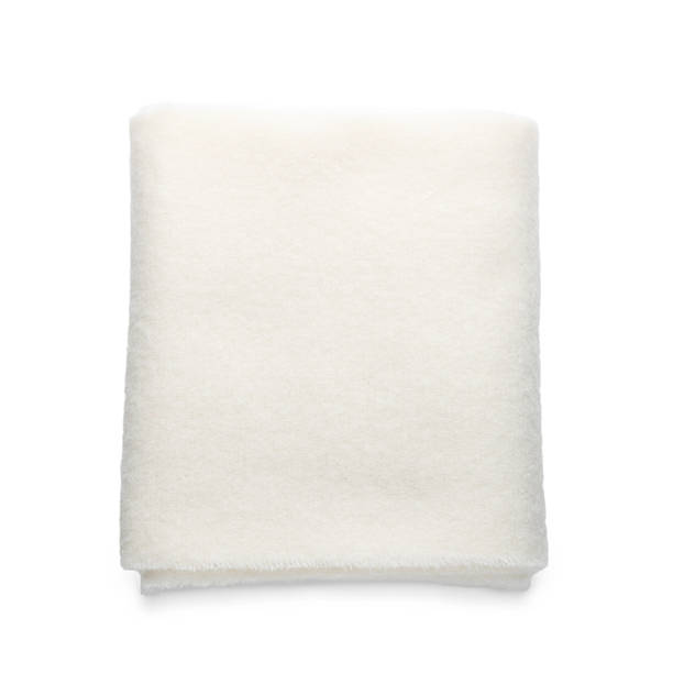 istock Warm woolen scarf isolated on white, top view 2235322797